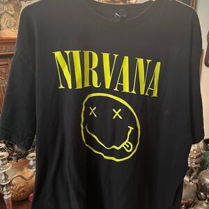 Nirvana Black T-Shirt with Yellow Logo Size Adult Medium